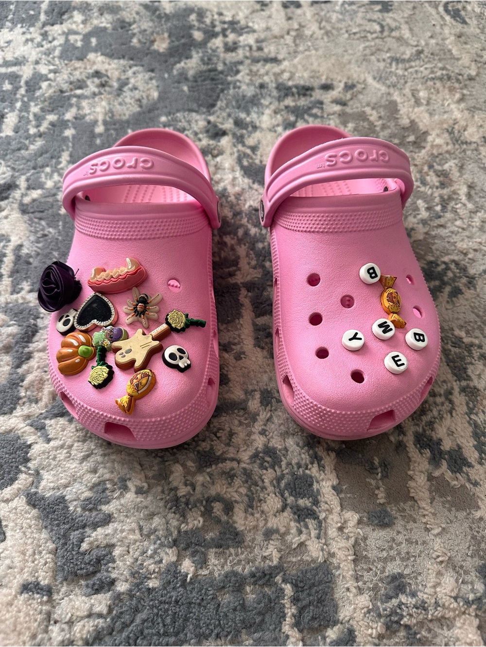 CROCS Pink Classic Clog with Fun Charms